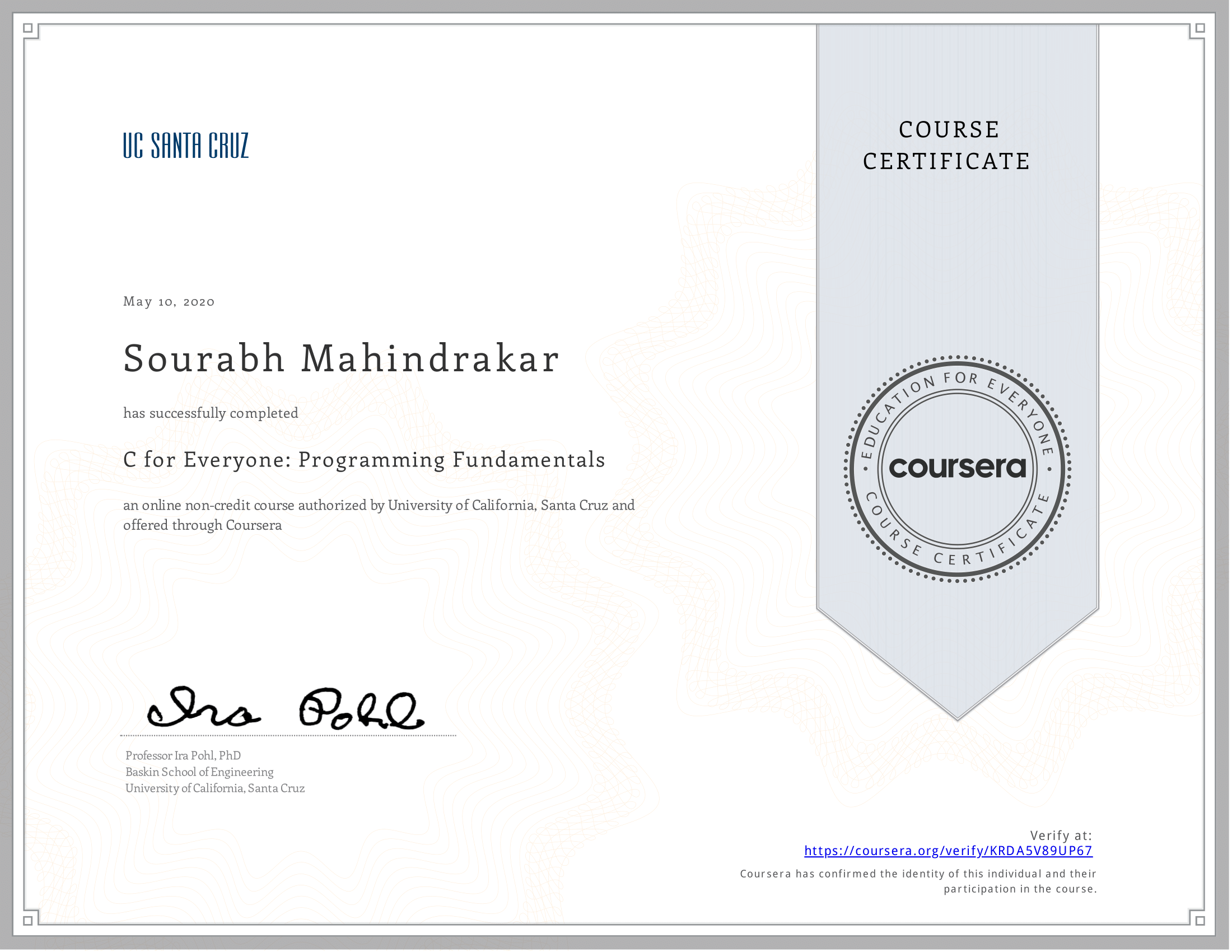 CERTIFICATION